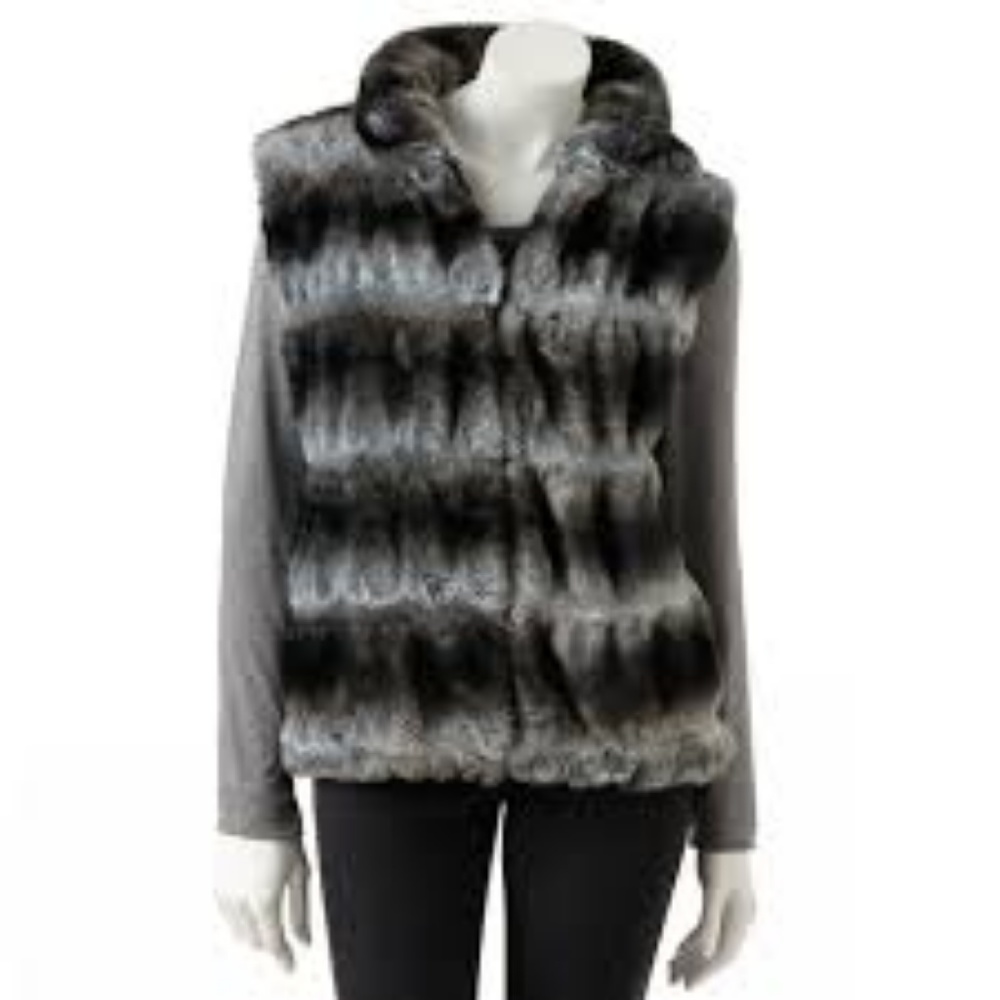 Faux Chinchilla Fur vest EUC